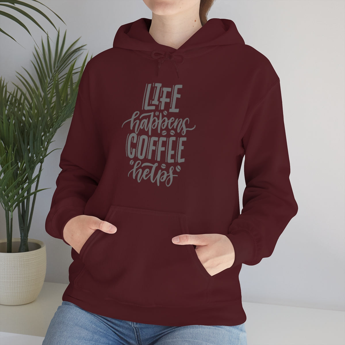 "Life Happens Coffee Helps" Unisex Heavy Blend™ Hooded Sweatshirt