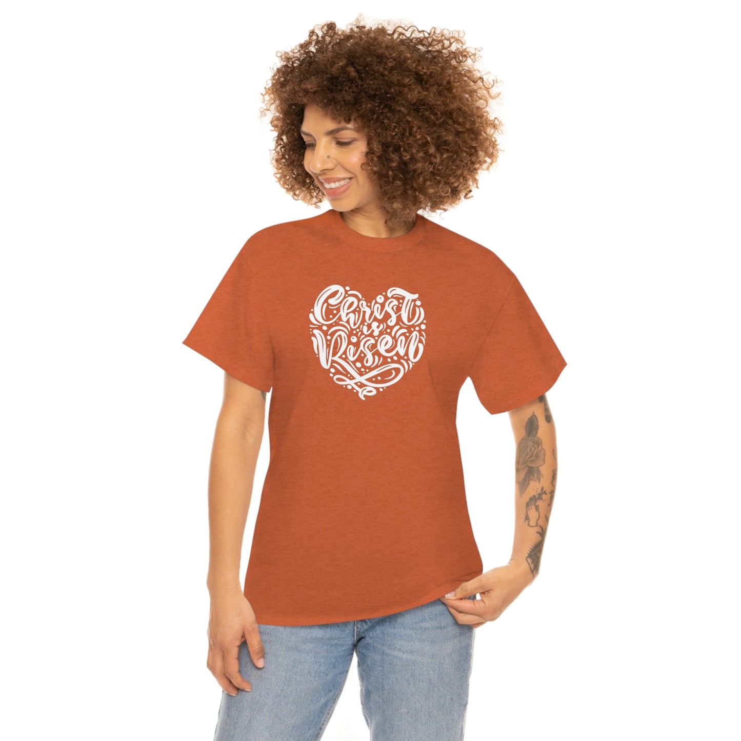 "Christ is Risen Heart" Unisex Heavy Cotton Tee