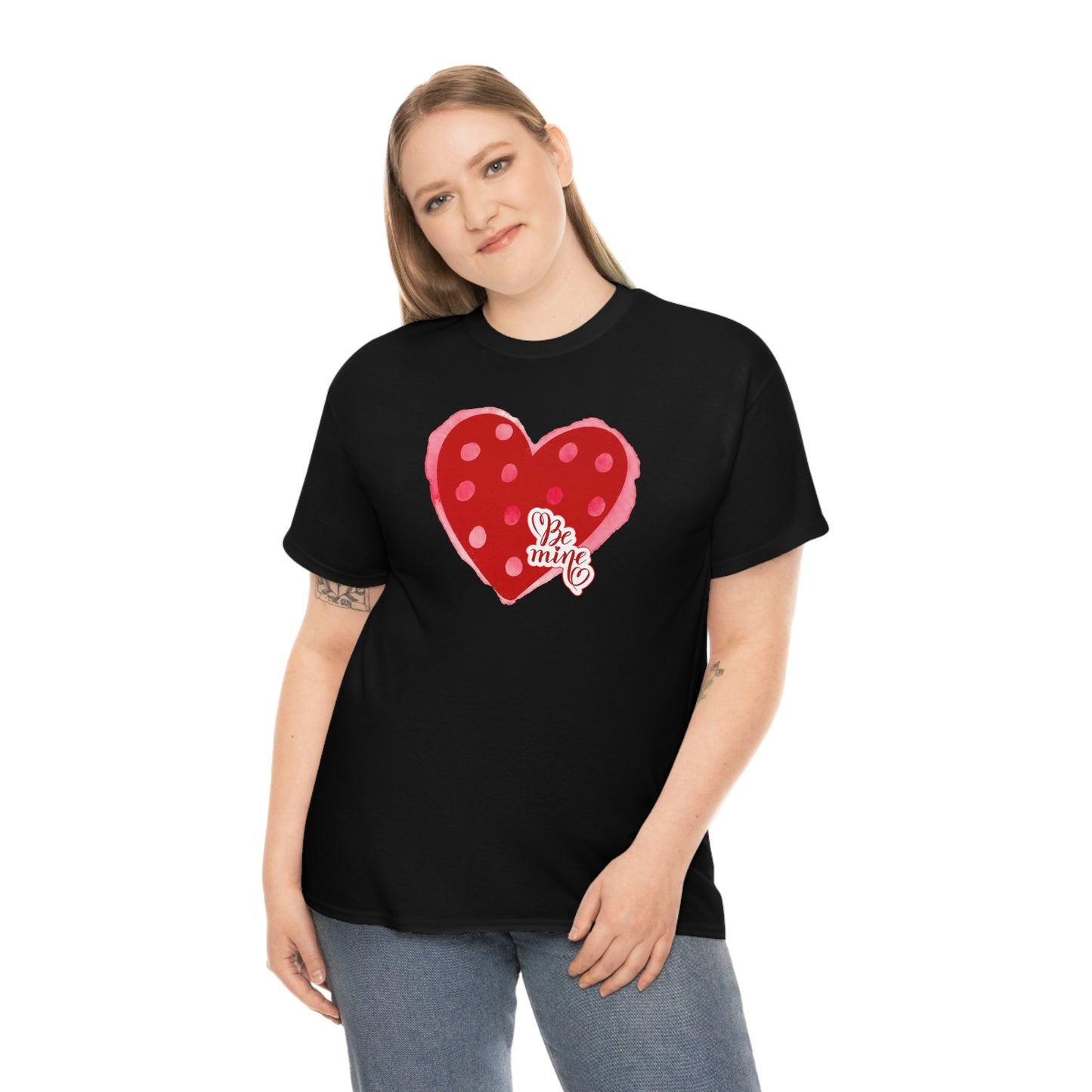 "Be Mine" Polka Dot Heart" Unisex Heavy Cotton Tee