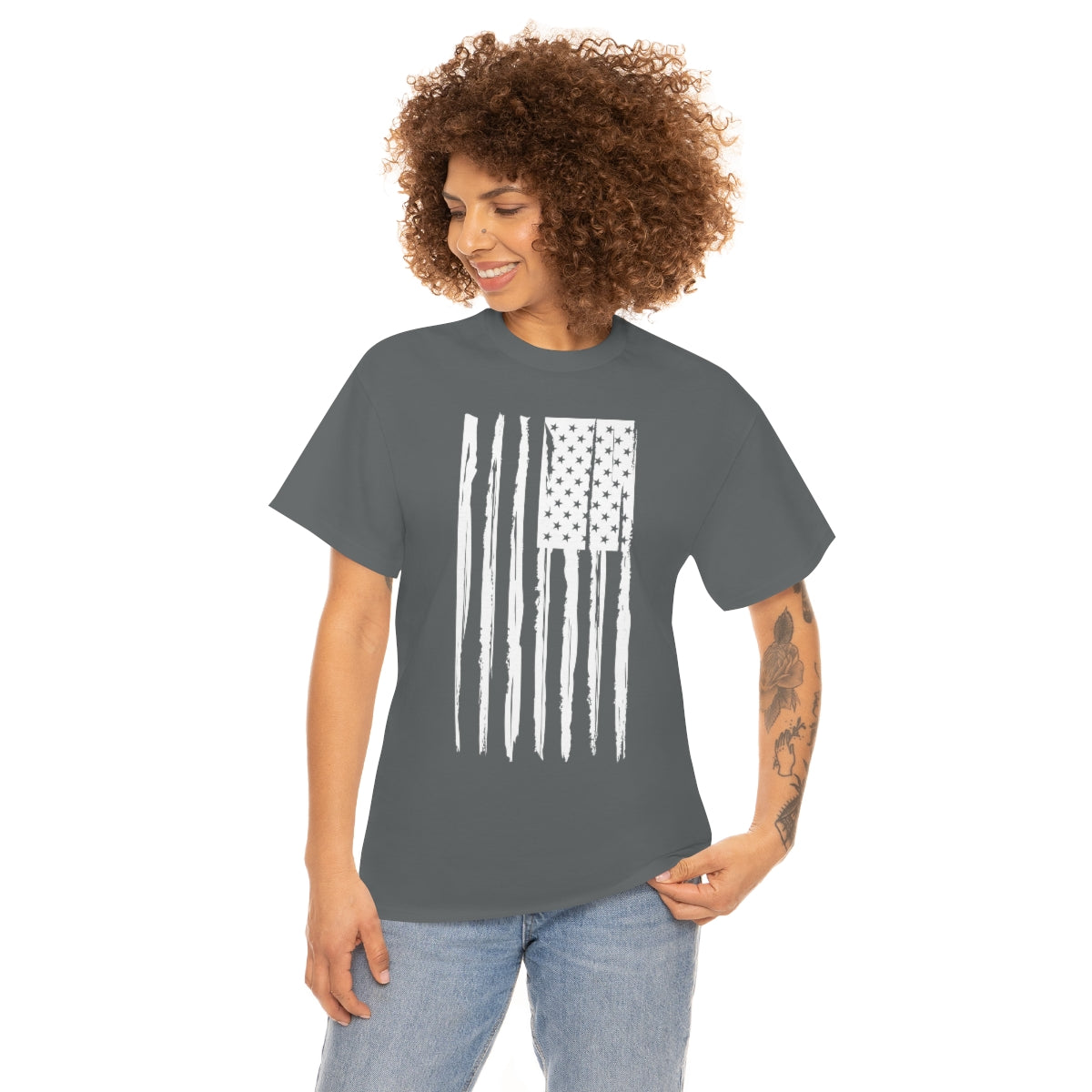 "White Vertical Flag" Unisex Heavy Cotton Tee