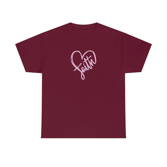 "Pink Faith Heart" Unisex Heavy Cotton Tee