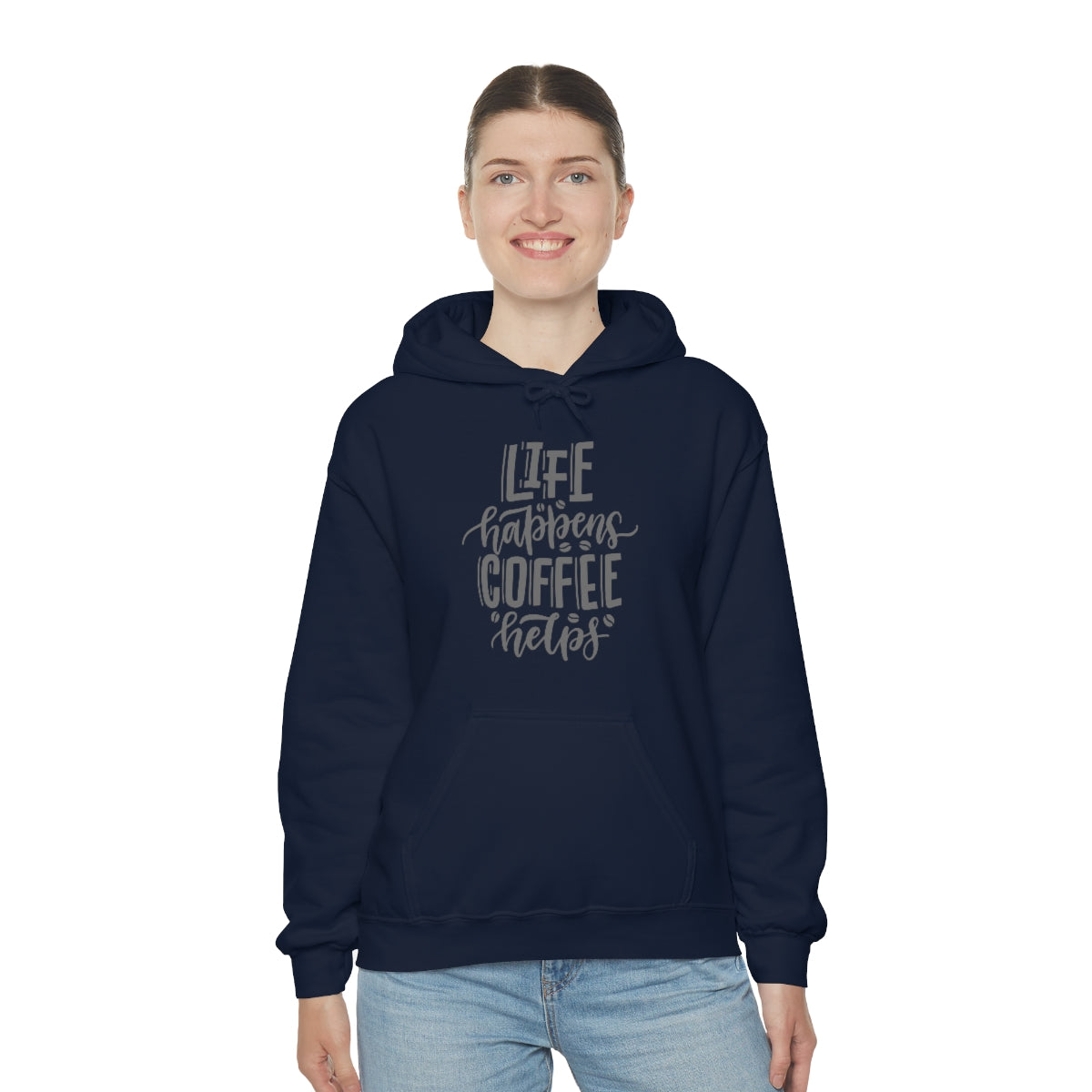 "Life Happens Coffee Helps" Unisex Heavy Blend™ Hooded Sweatshirt