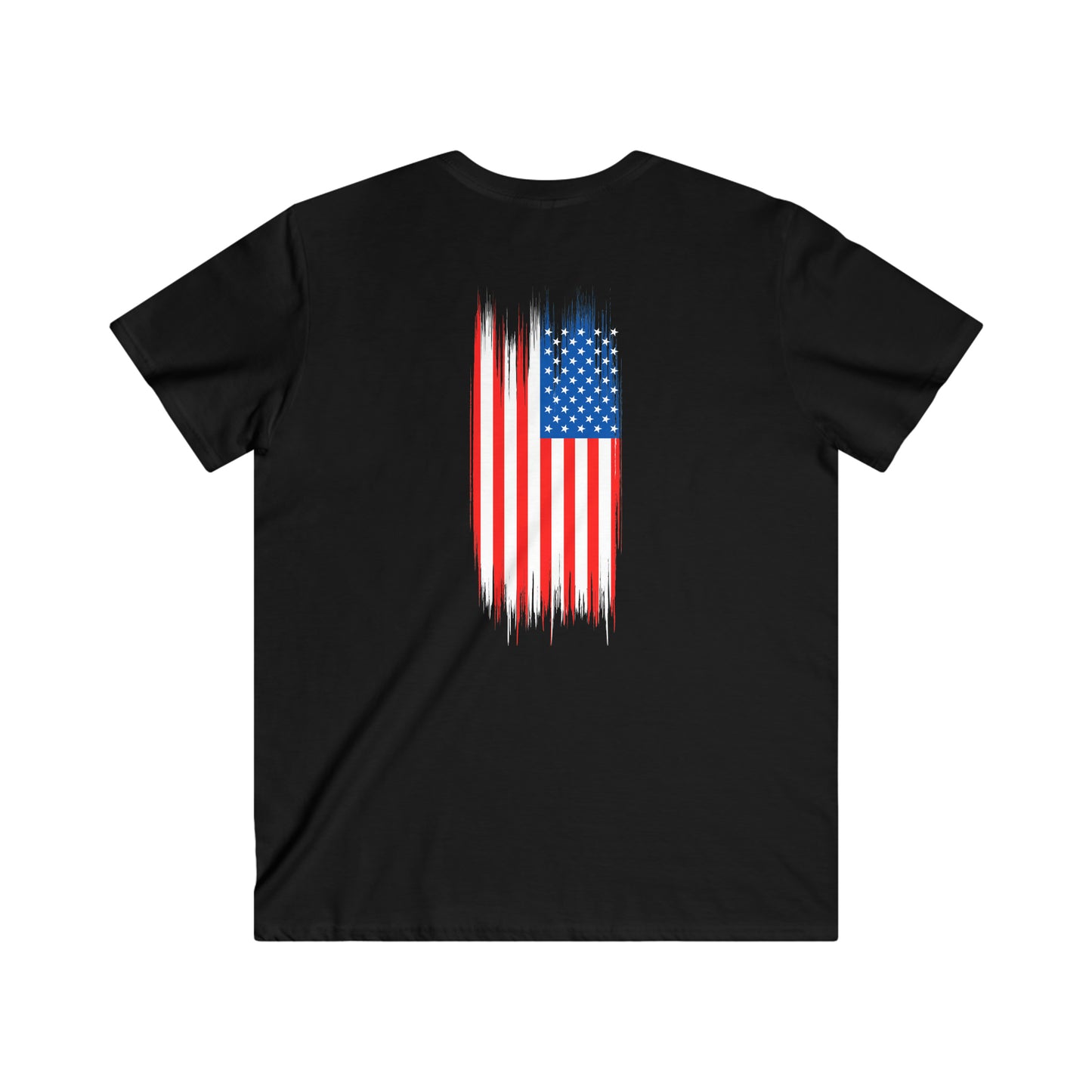 "American Flag" (front/back design) Men's Fitted V-Neck Short Sleeve Tee