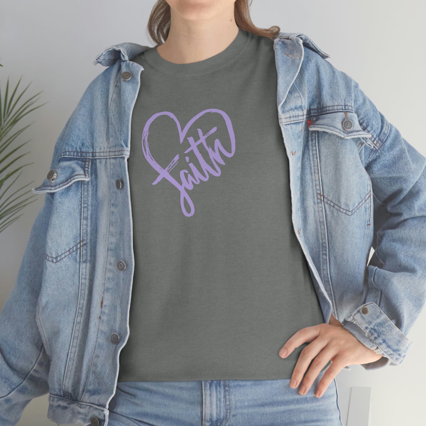"Purple Faith Heart" Unisex Heavy Cotton Tee