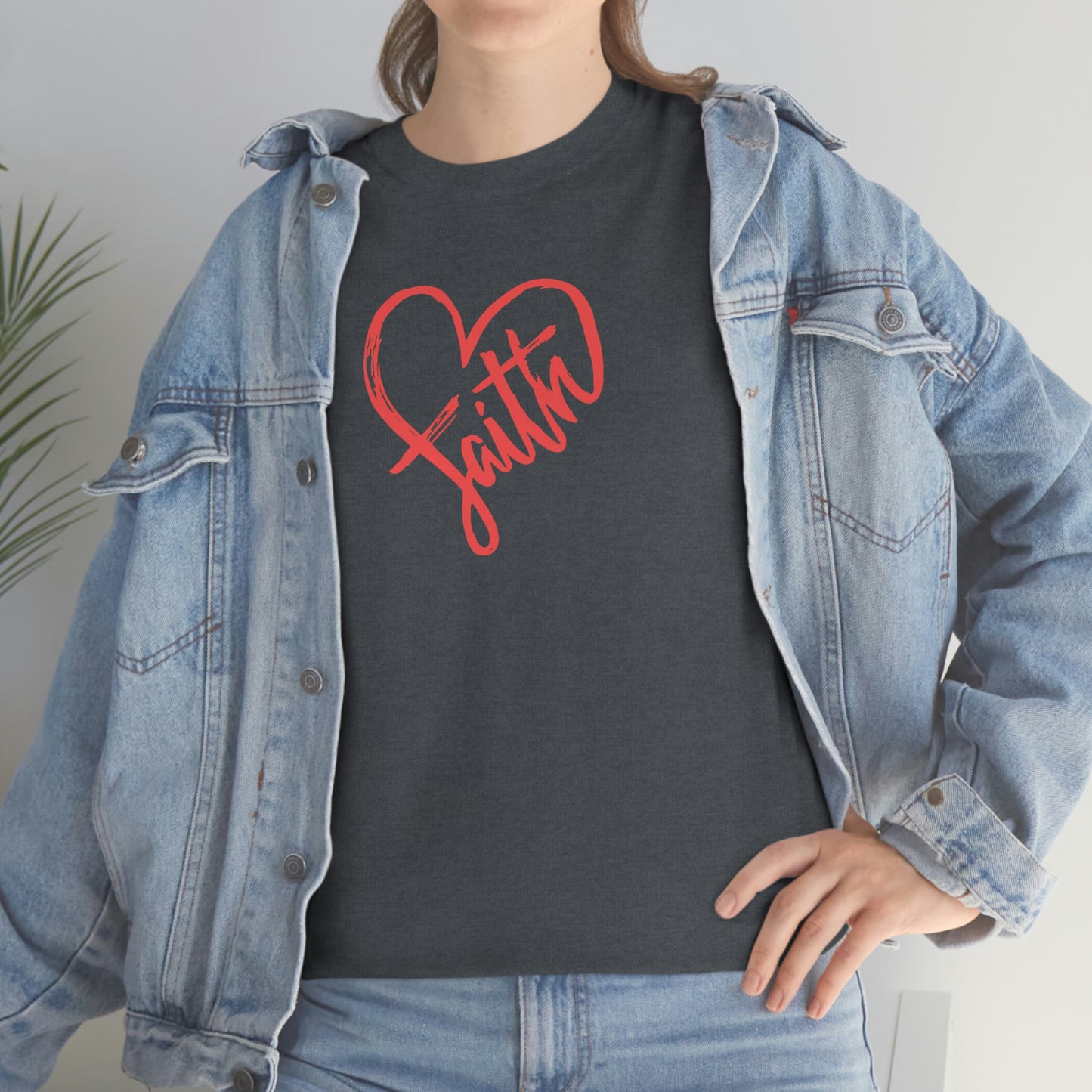 "Red Faith Heart" Unisex Heavy Cotton Tee