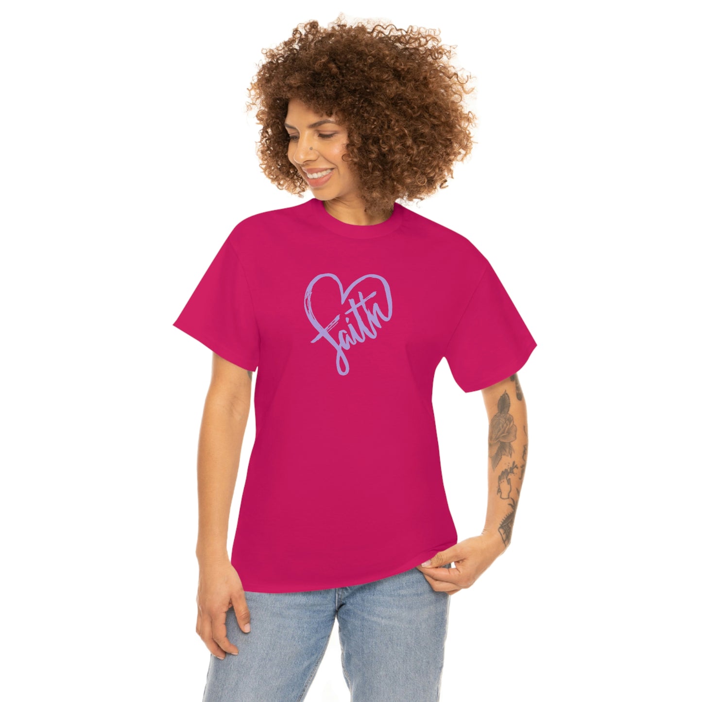 "Purple Faith Heart" Unisex Heavy Cotton Tee