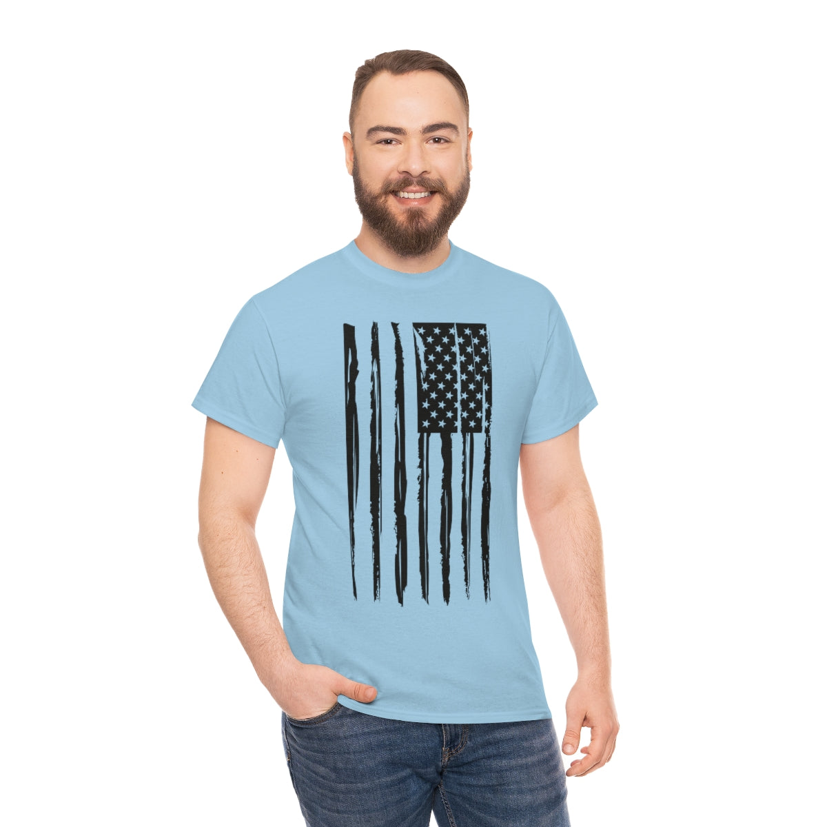 "Black Vertical Flag" Unisex Heavy Cotton Tee