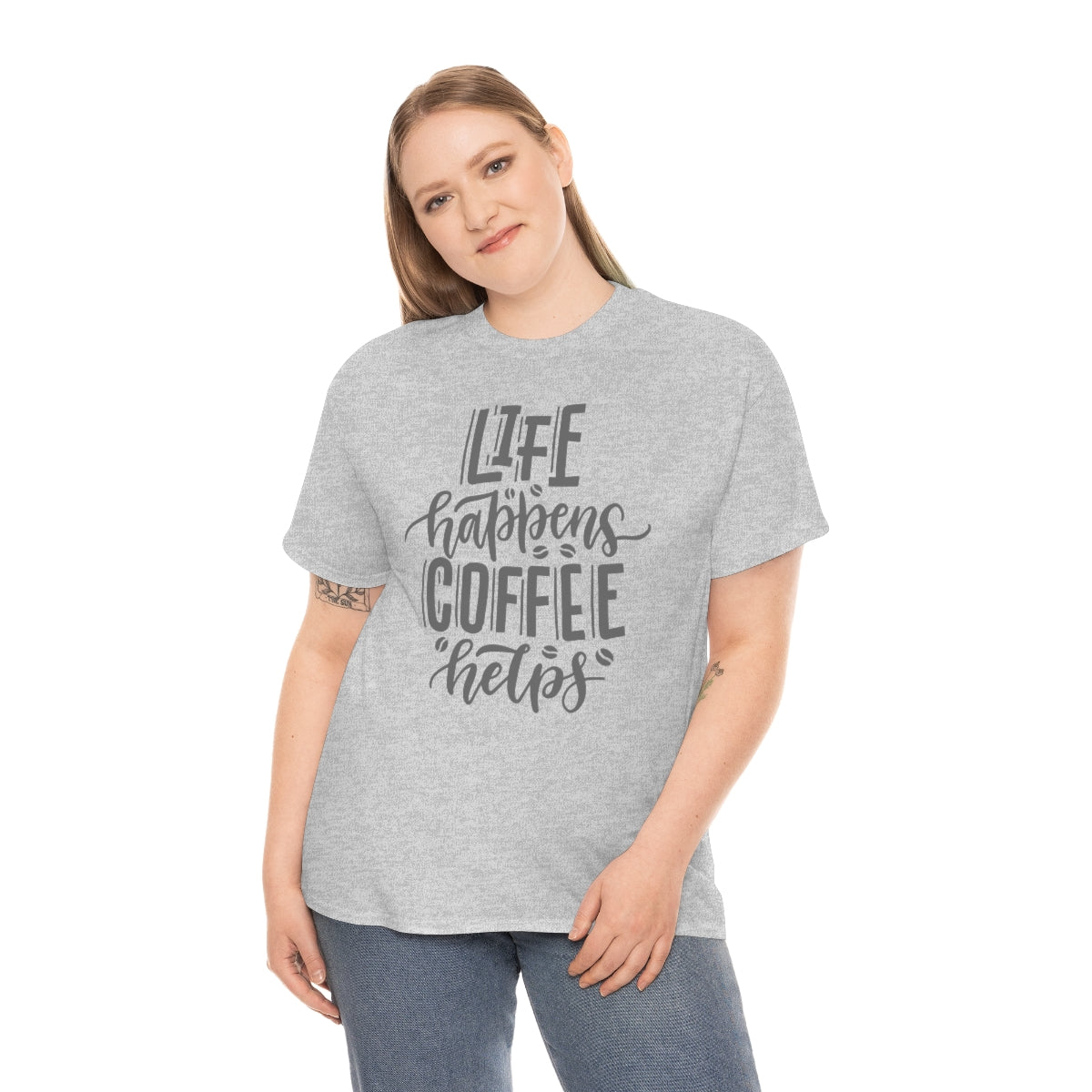 "Life Happens Coffee Helps" Unisex Heavy Cotton Tee