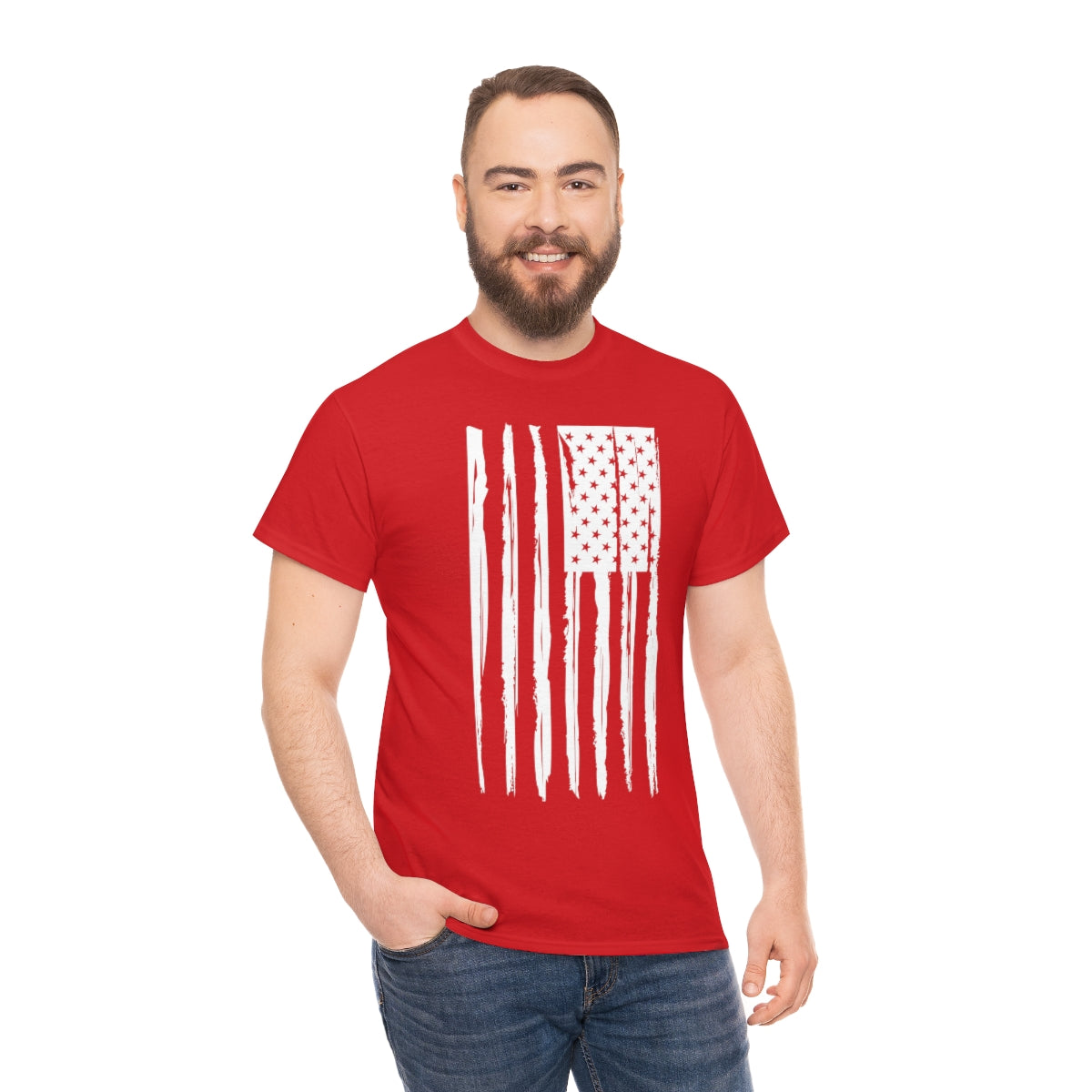 "White Vertical Flag" Unisex Heavy Cotton Tee