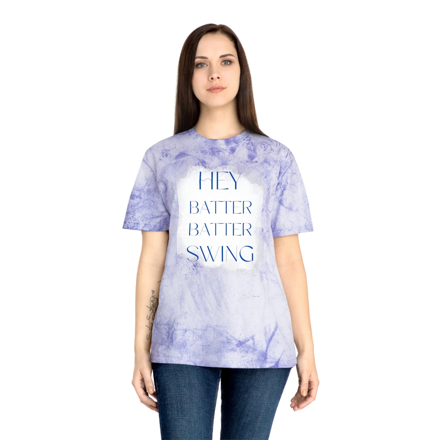 "Hey Batter Batter Swing" Unisex Color Blast T-Shirt