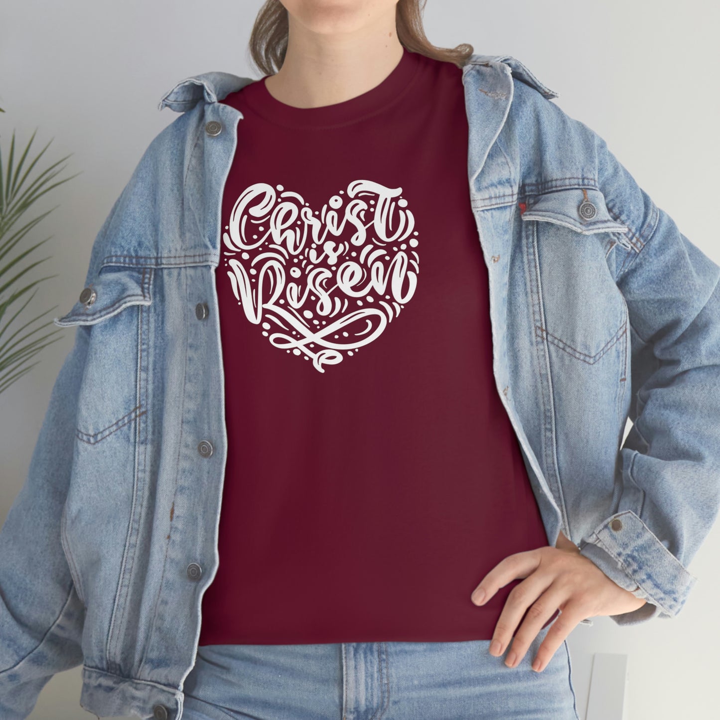 "Christ is Risen Heart" Unisex Heavy Cotton Tee