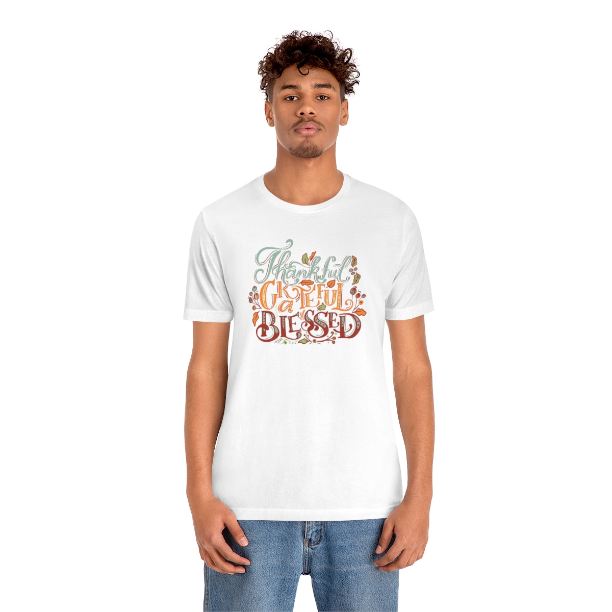 Thankful Grateful Blessed Unisex Jersey Short Sleeve Tee