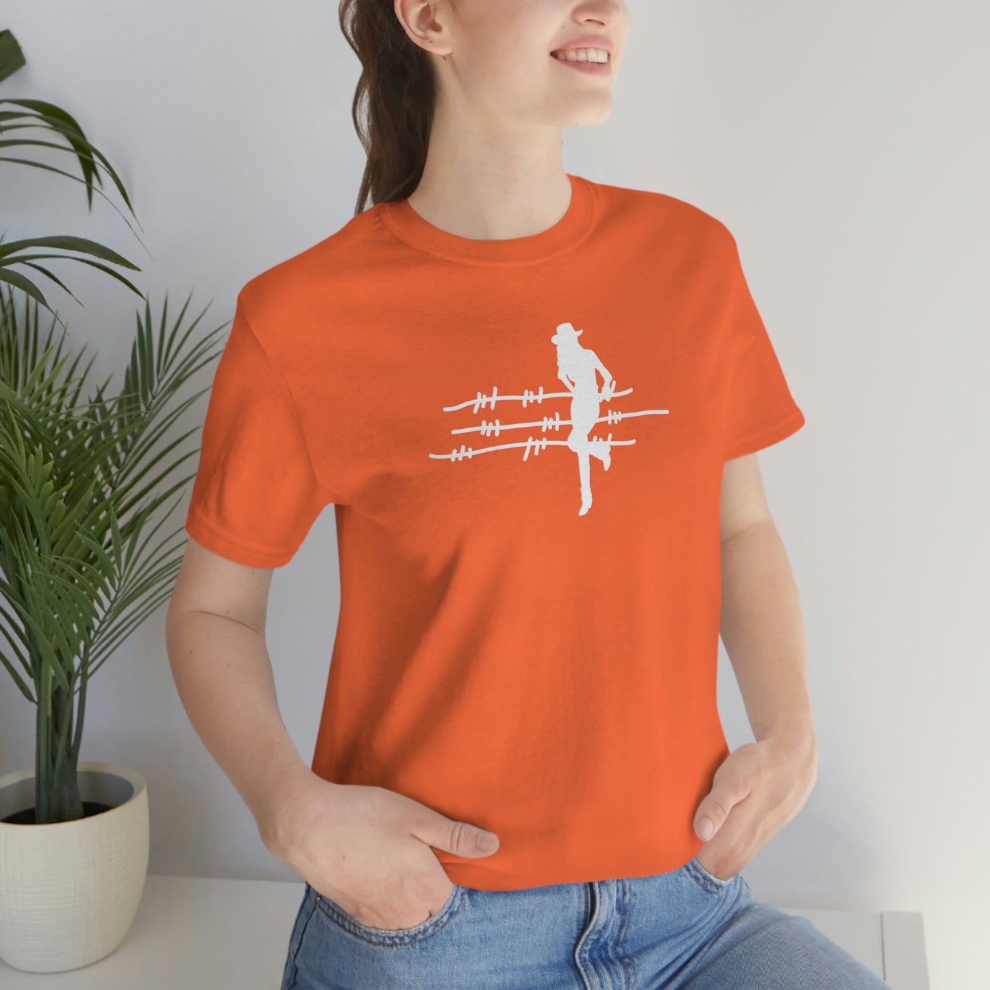 "On The Fence" (white image) Unisex Jersey Short Sleeve Tee