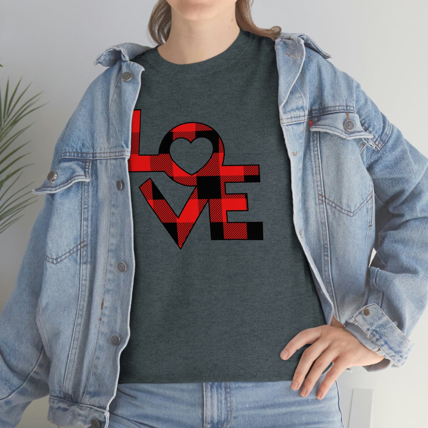 "Plaid LOVE" Unisex Heavy Cotton Tee