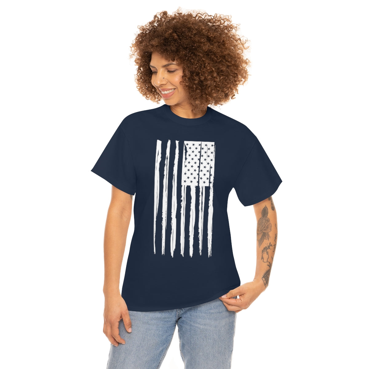 "White Vertical Flag" Unisex Heavy Cotton Tee