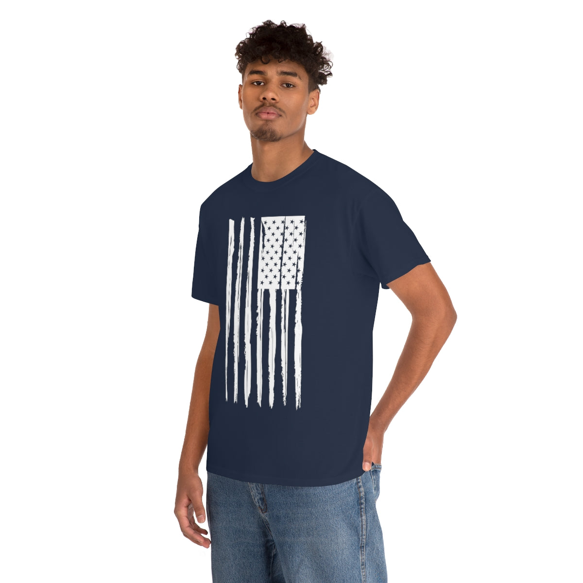 "White Vertical Flag" Unisex Heavy Cotton Tee