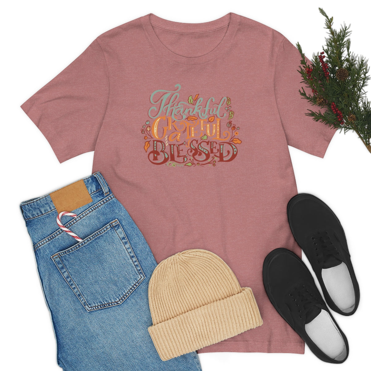 Thankful Grateful Blessed Unisex Jersey Short Sleeve Tee