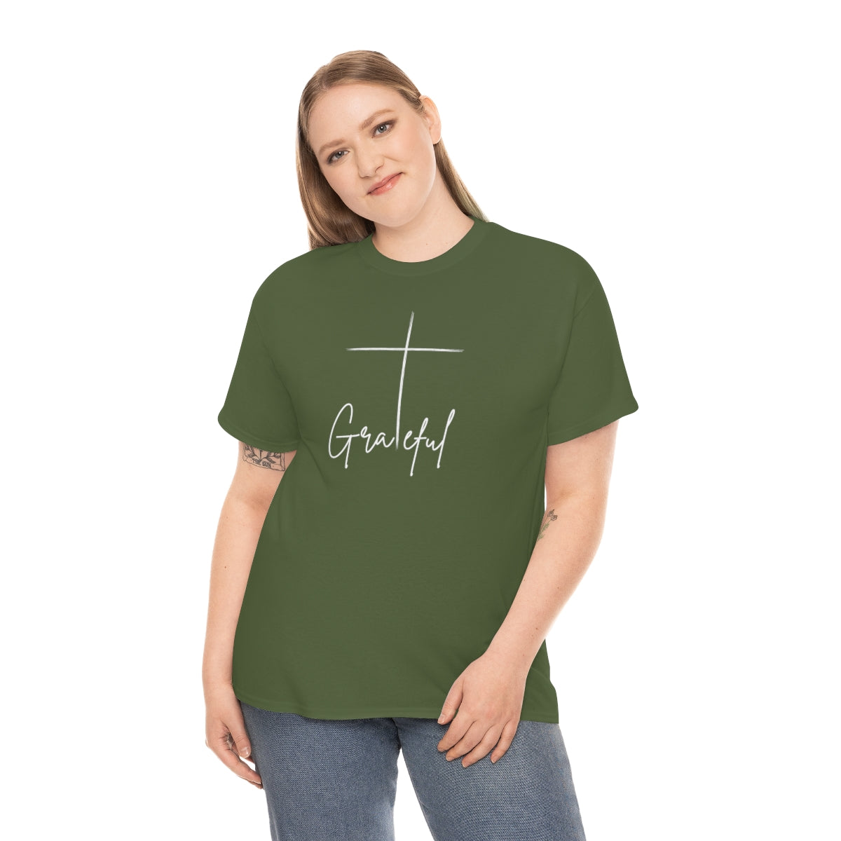 "Grateful Cross" Unisex Heavy Cotton Tee
