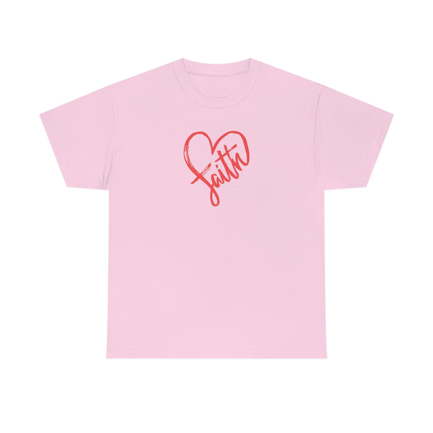 "Red Faith Heart" Unisex Heavy Cotton Tee