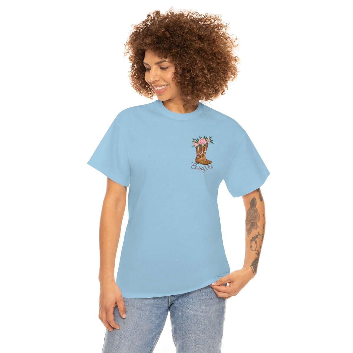 "Cowgirl/Herd That" Unisex Heavy Cotton Tee Front/Back Designs