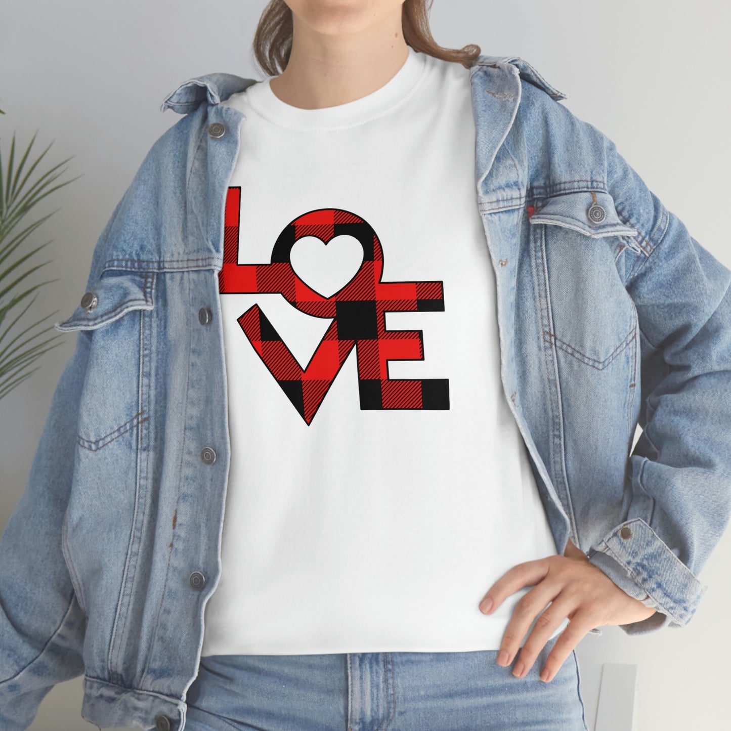 "Plaid LOVE" Unisex Heavy Cotton Tee