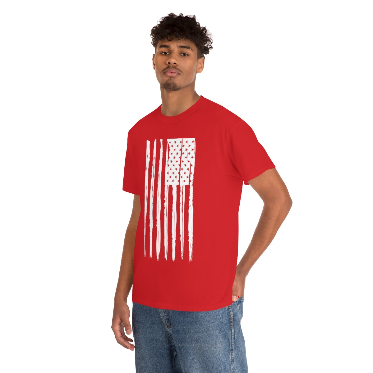 "White Vertical Flag" Unisex Heavy Cotton Tee