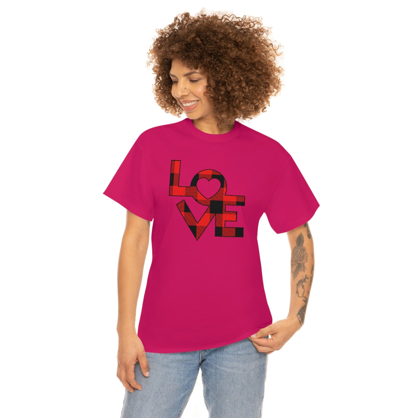 "Plaid LOVE" Unisex Heavy Cotton Tee