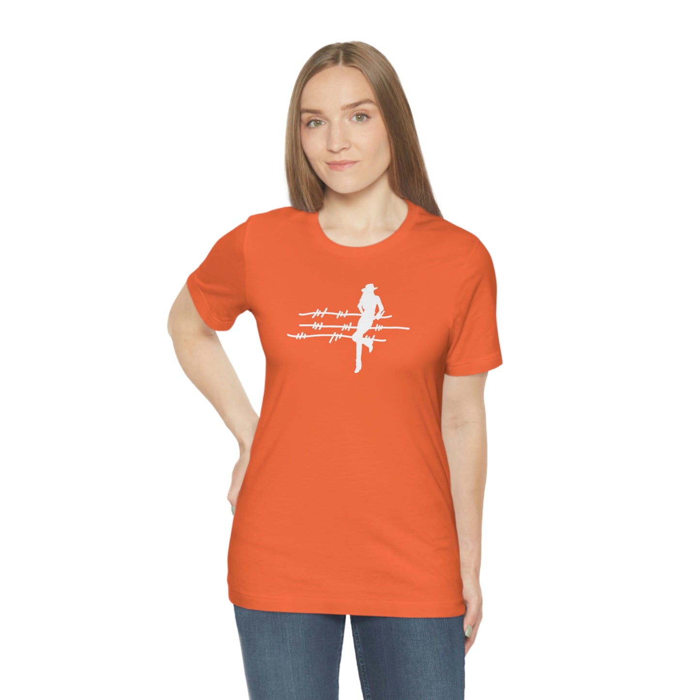 "On The Fence" (white image) Unisex Jersey Short Sleeve Tee