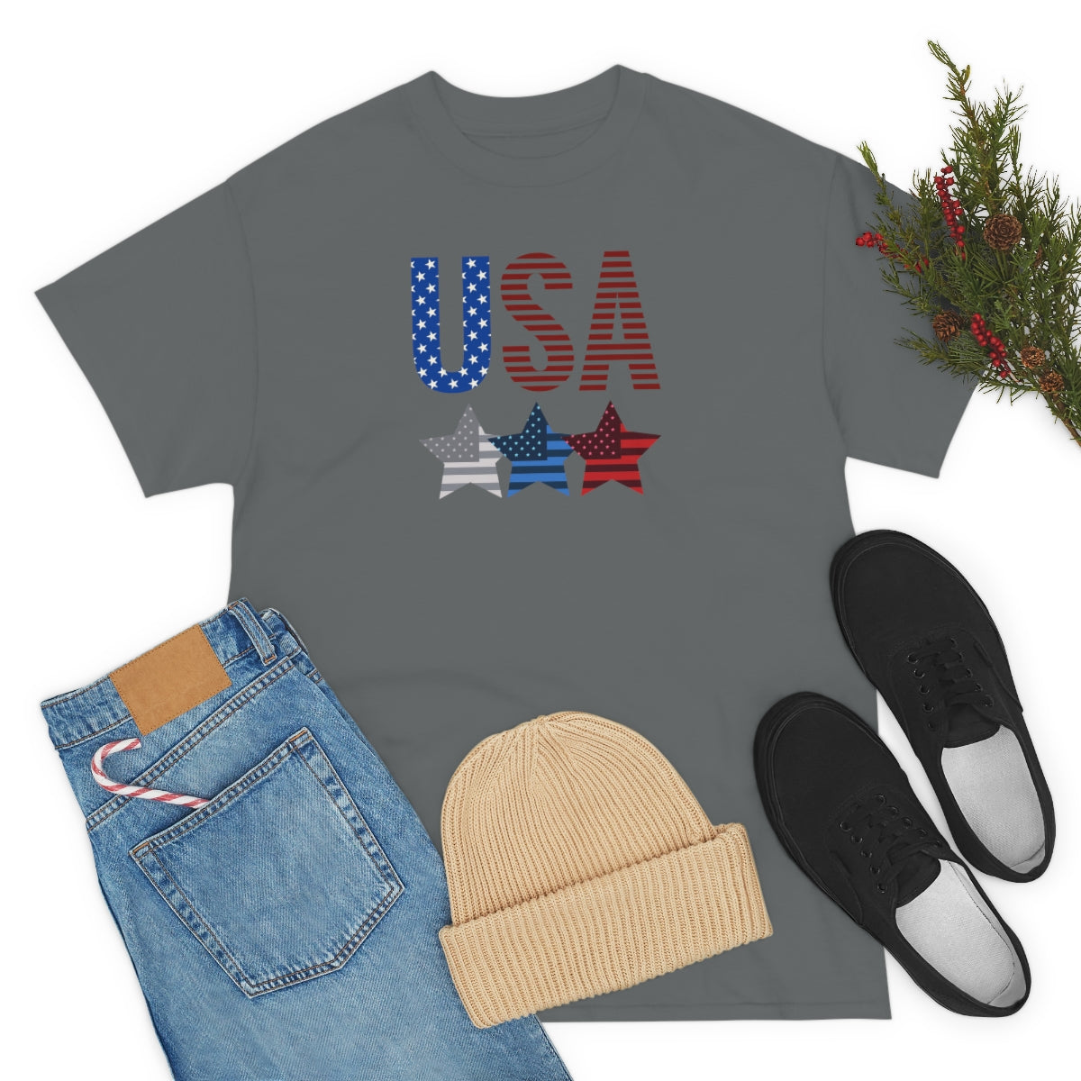 "USA Triple Stars" Unisex Heavy Cotton Tee