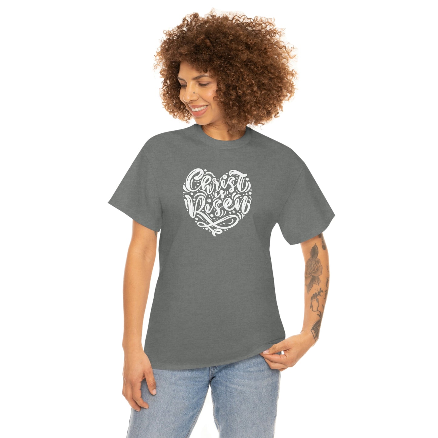 "Christ is Risen Heart" Unisex Heavy Cotton Tee
