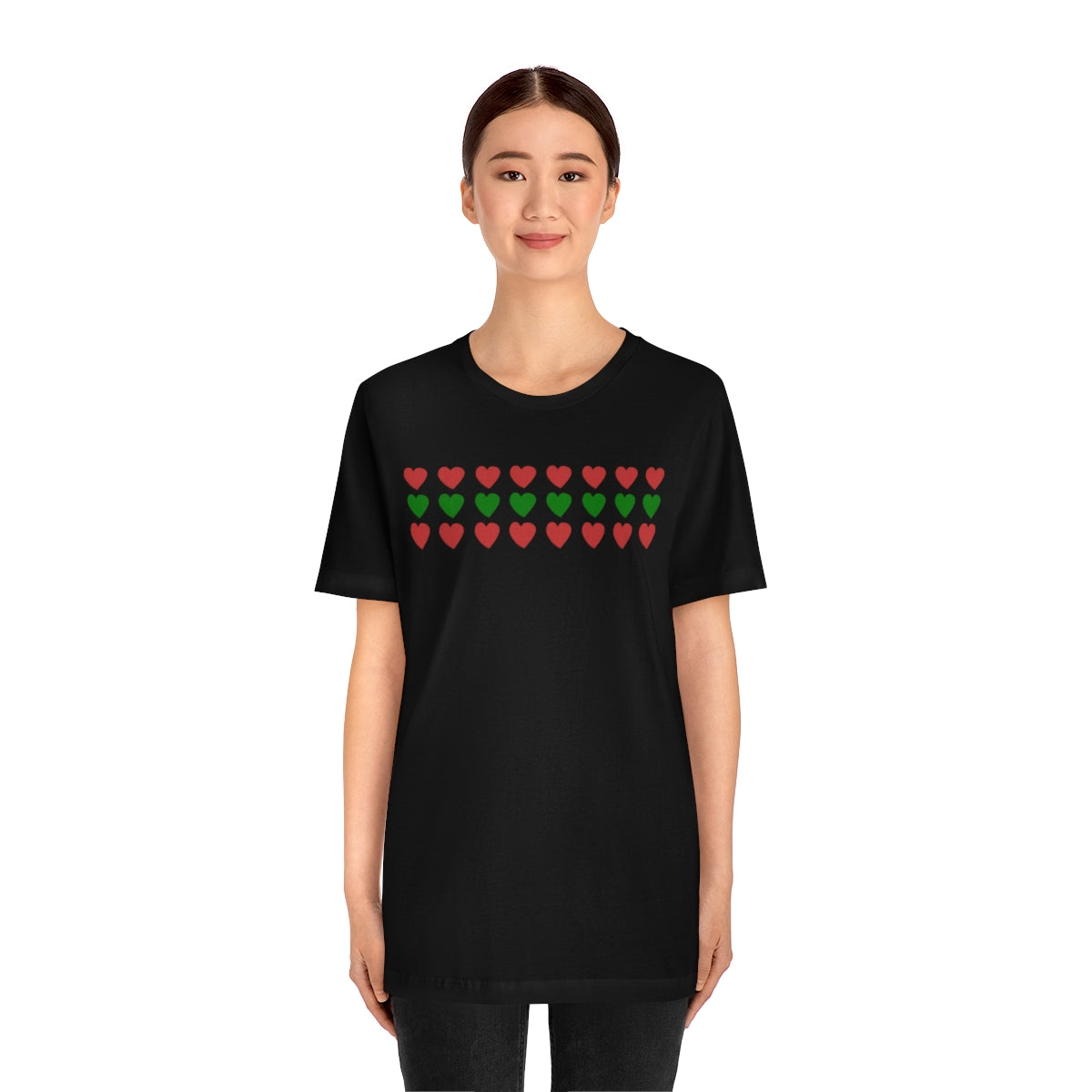 "Christmas Hearts" Unisex Jersey Short Sleeve Tee