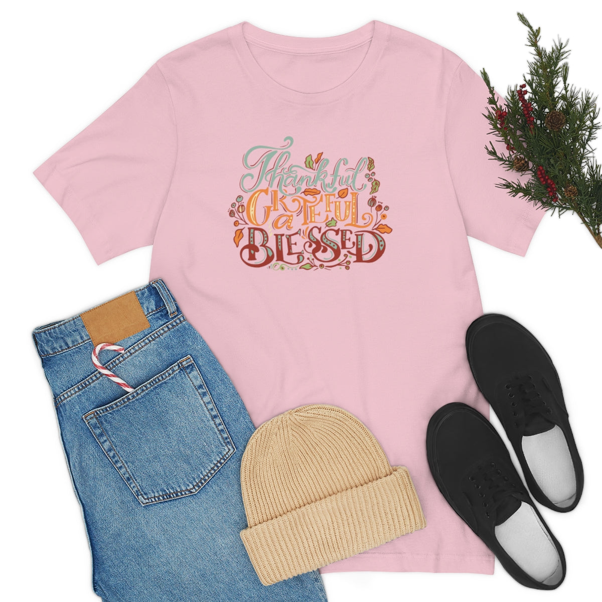 Thankful Grateful Blessed Unisex Jersey Short Sleeve Tee