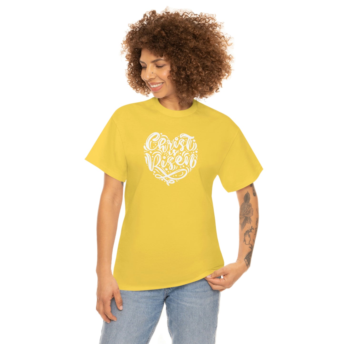 "Christ is Risen Heart" Unisex Heavy Cotton Tee