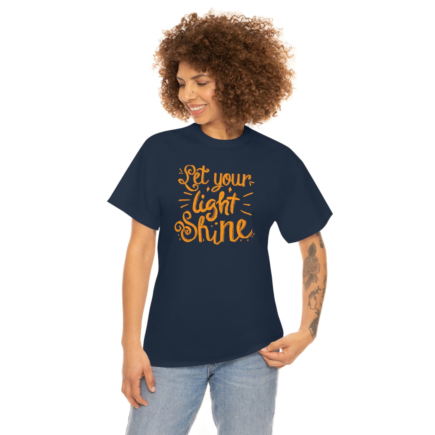 "Let You're Light Shine" (orange font) Unisex Heavy Cotton Tee