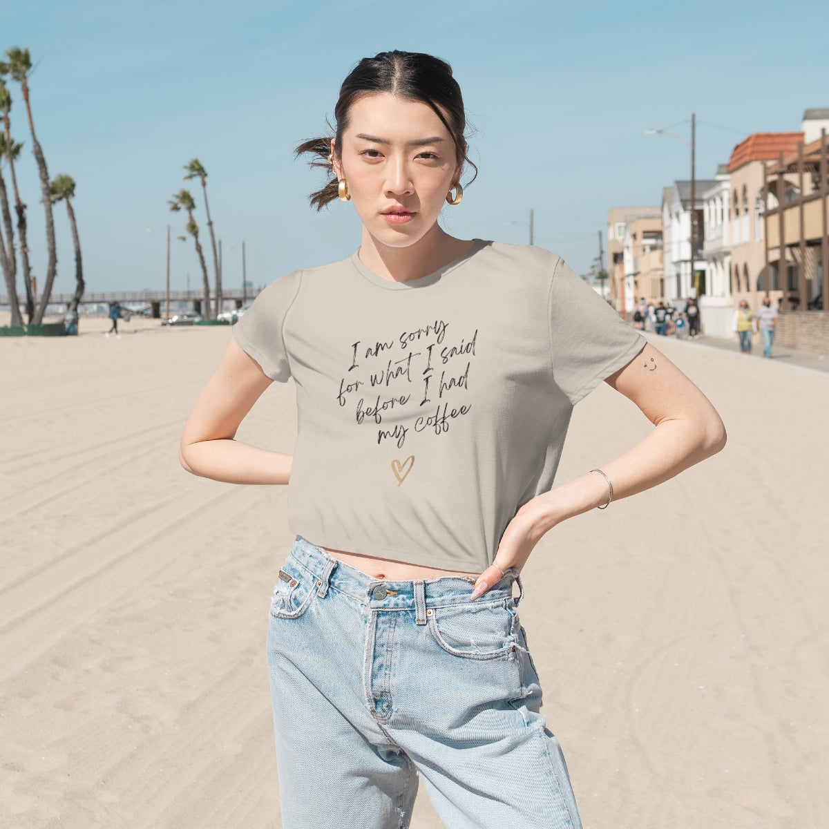 "Sorry For What I Said" Women's Flowy Cropped Tee
