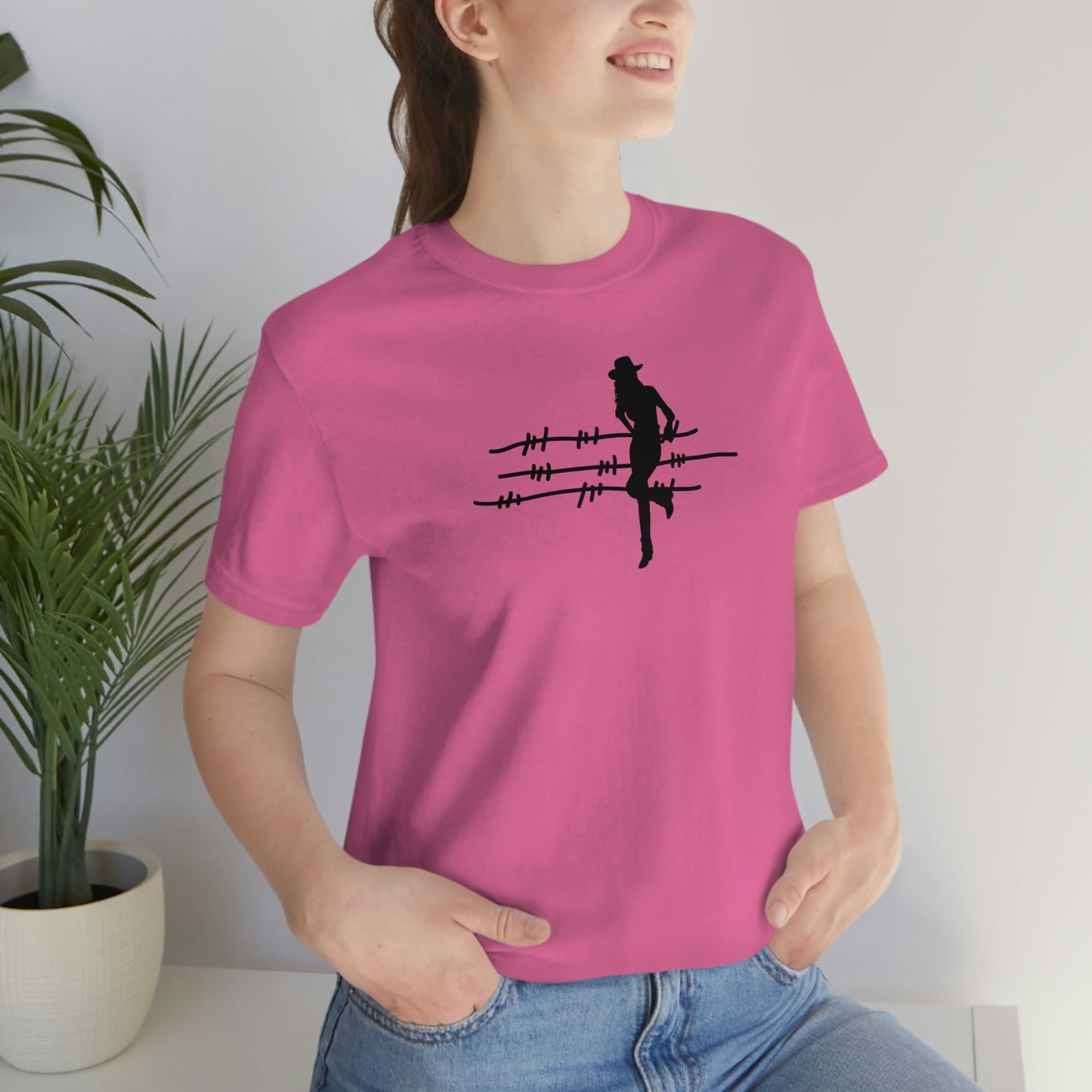 "On The Fence (black image) Unisex Jersey Short Sleeve Tee
