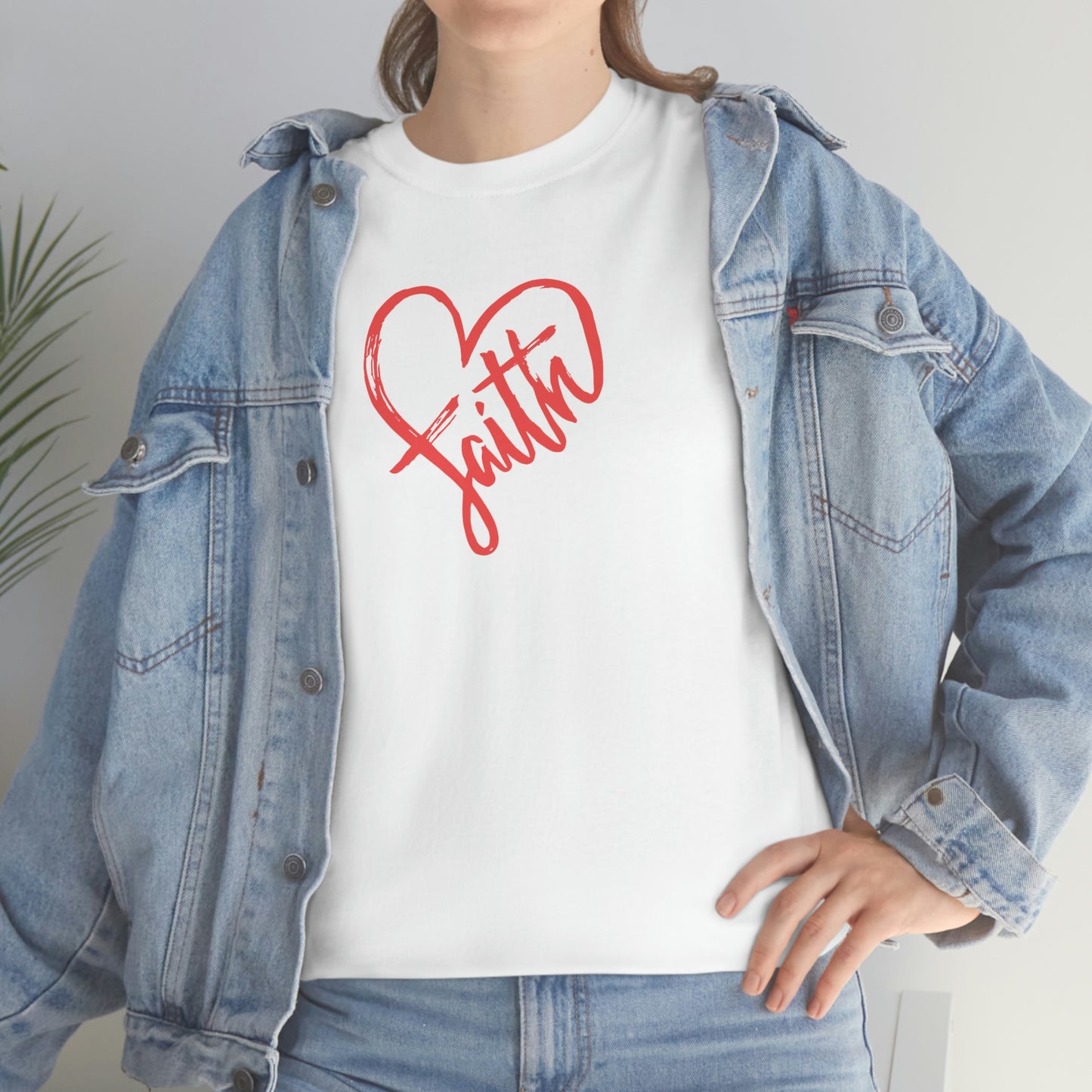 "Red Faith Heart" Unisex Heavy Cotton Tee
