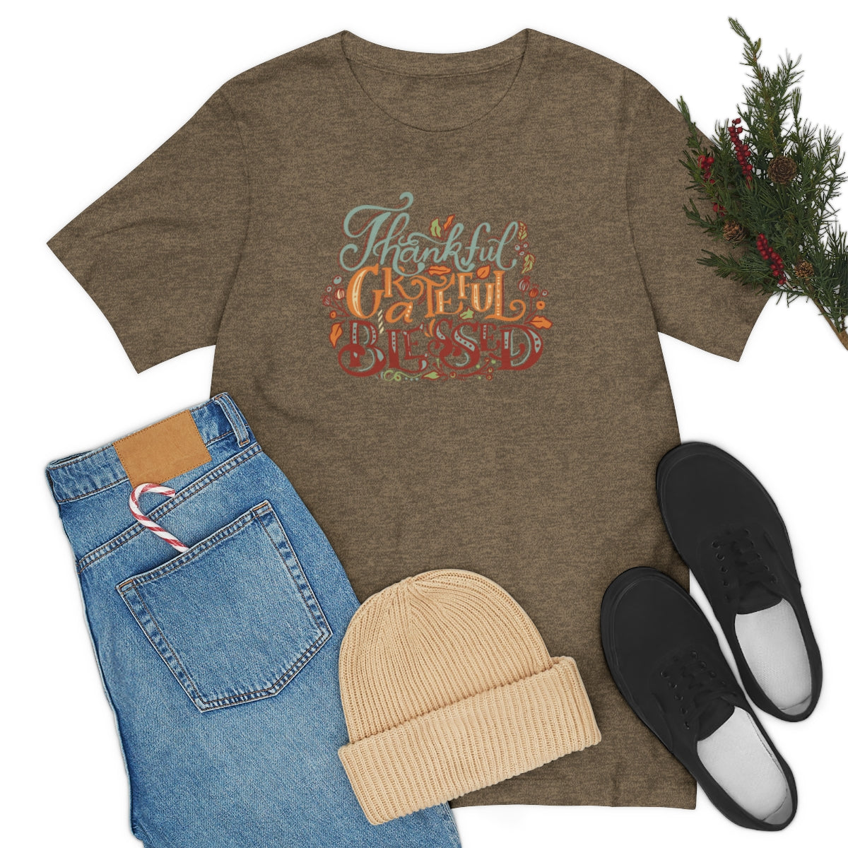 Thankful Grateful Blessed Unisex Jersey Short Sleeve Tee