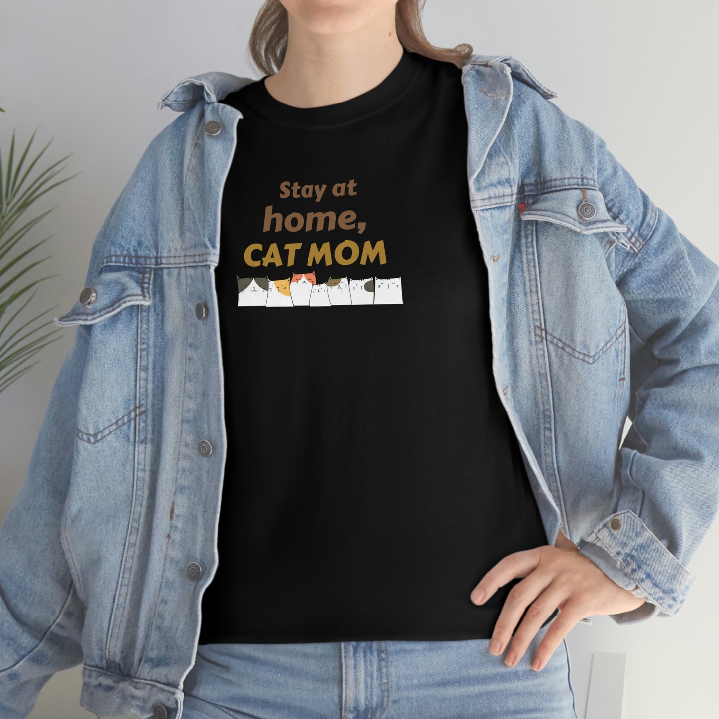 "Stay At Home Cat Mom" Unisex Heavy Cotton Tee