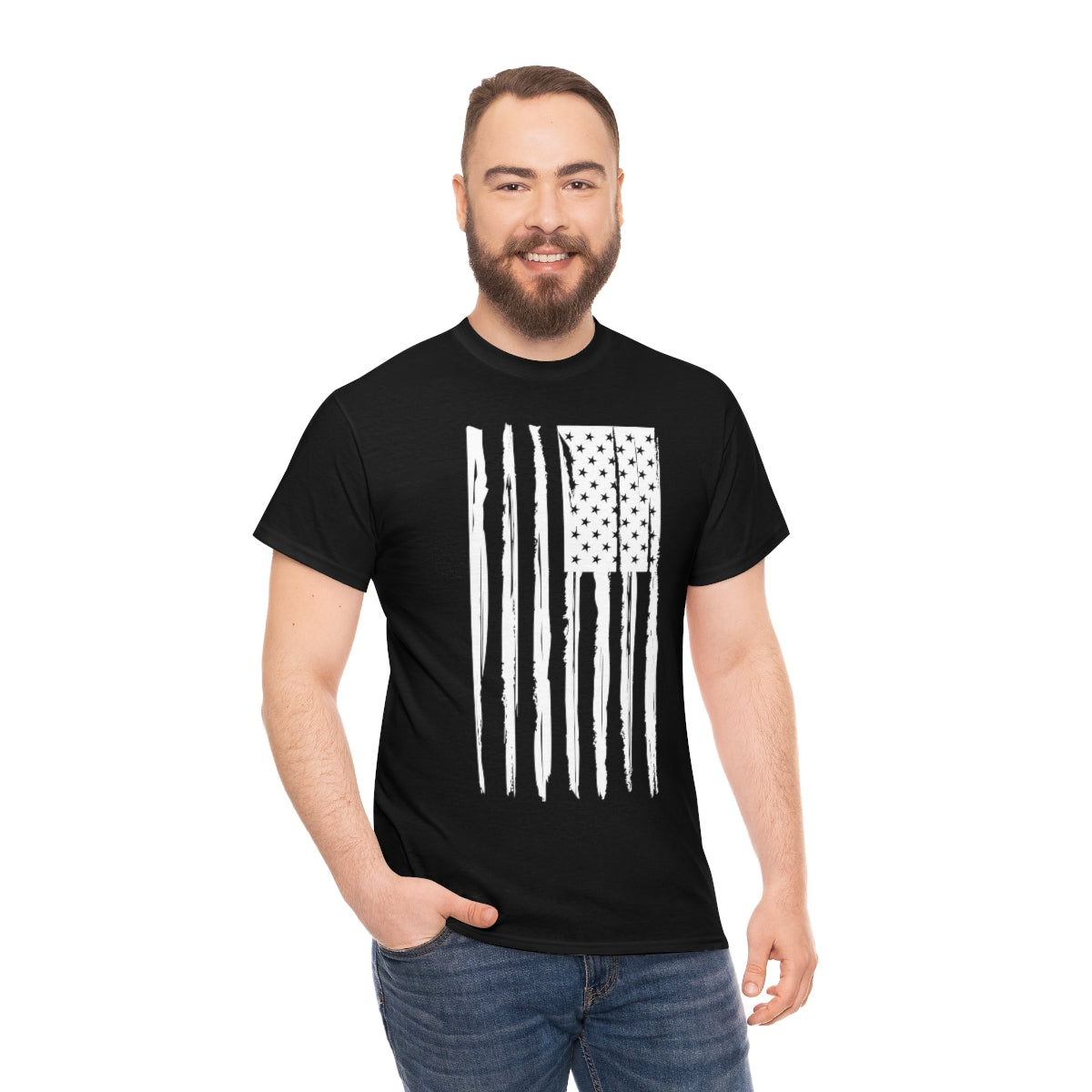 "White Vertical Flag" Unisex Heavy Cotton Tee