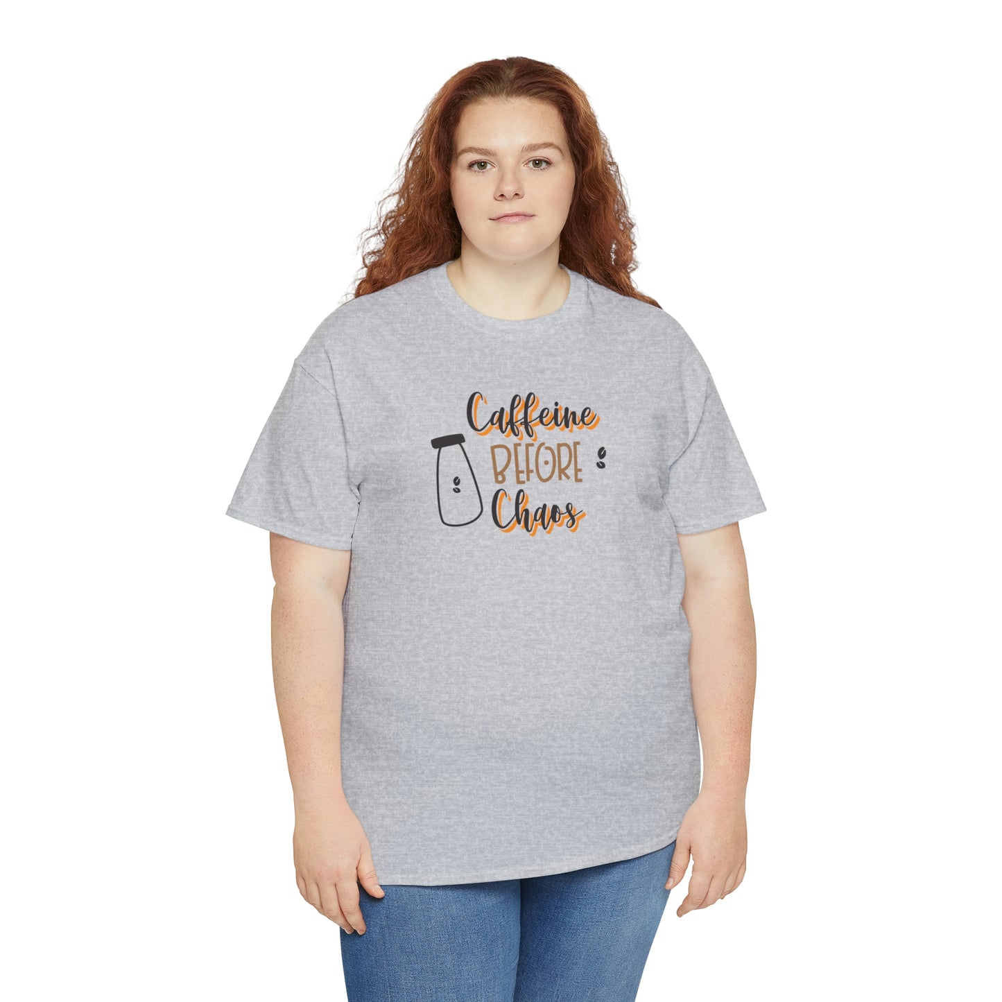 "Caffeine before Chaos" Unisex Heavy Cotton Tee
