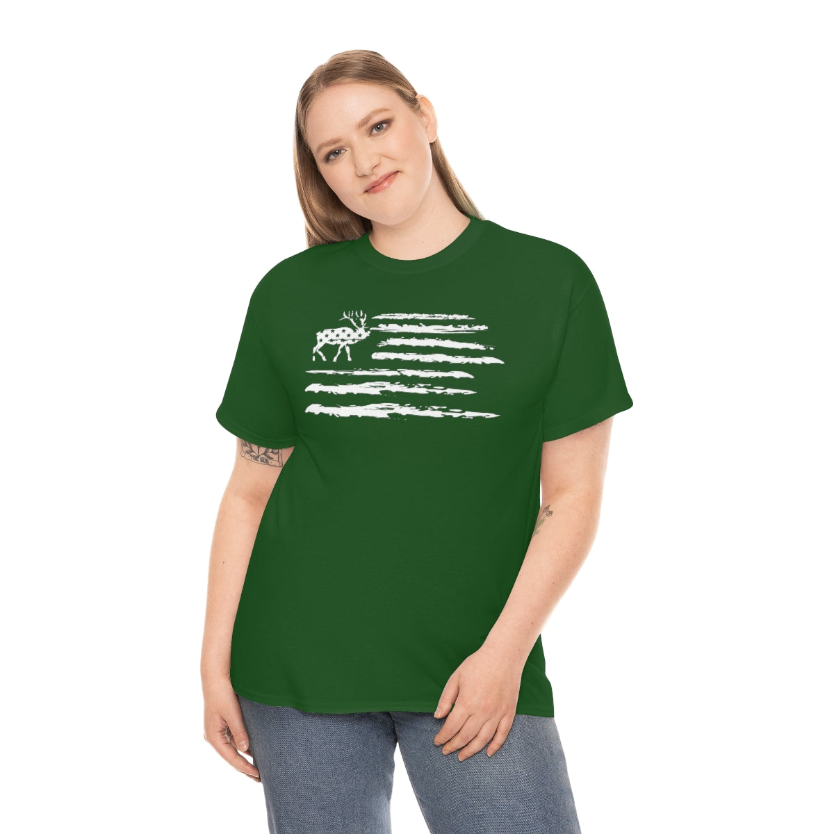 "White Deer Flag" Unisex Heavy Cotton Tee