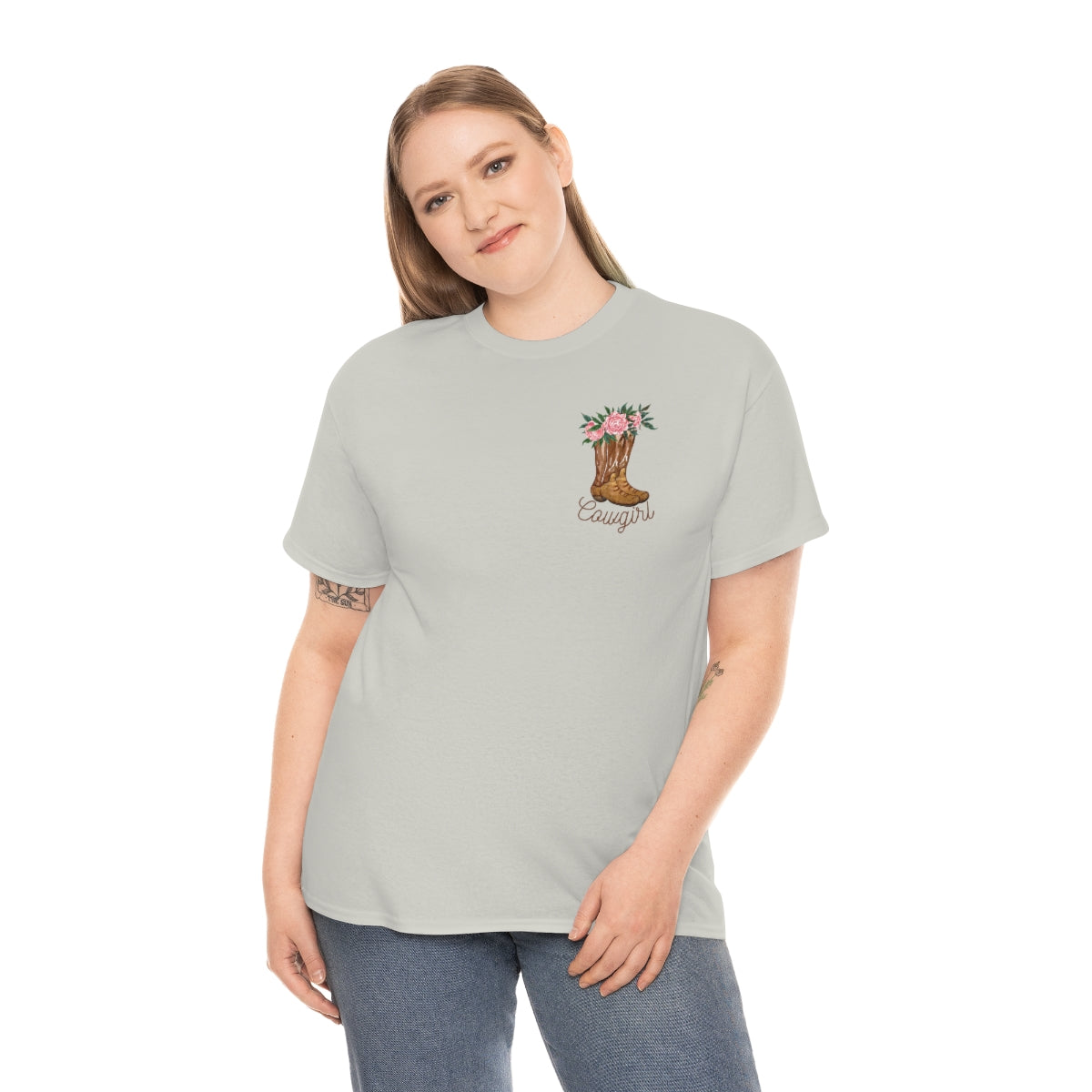"Cowgirl/Herd That" Unisex Heavy Cotton Tee Front/Back Designs