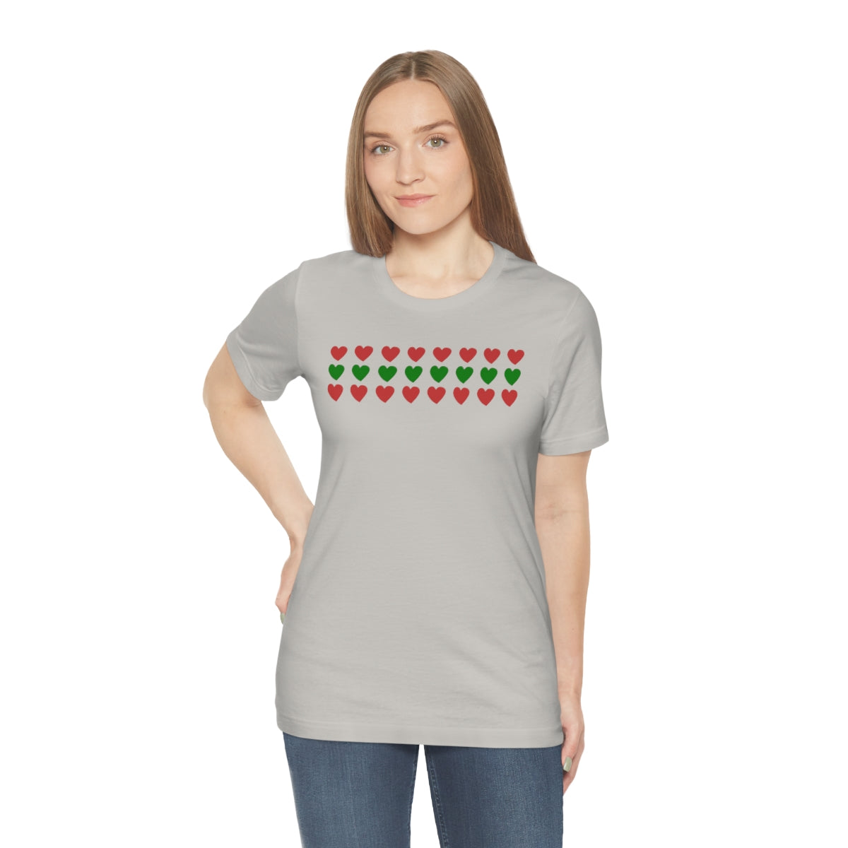 "Christmas Hearts" Unisex Jersey Short Sleeve Tee