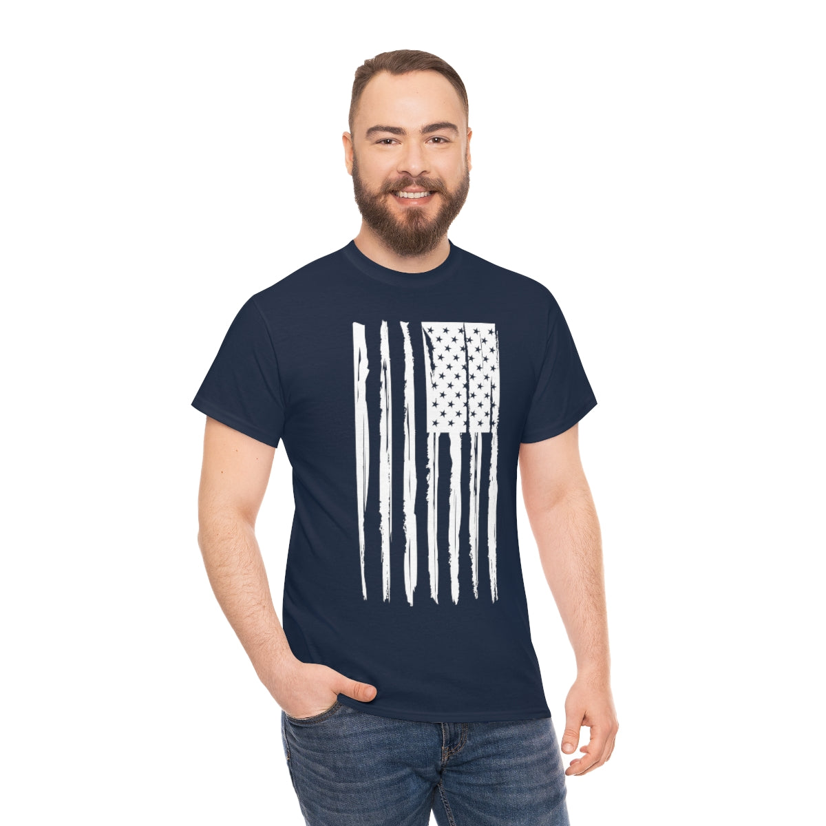 "White Vertical Flag" Unisex Heavy Cotton Tee