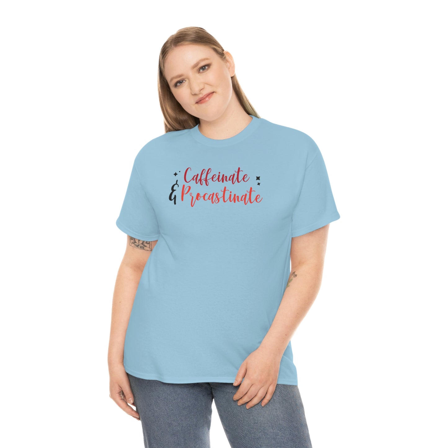 "Caffeinate & Procrastinate" Unisex Heavy Cotton Tee