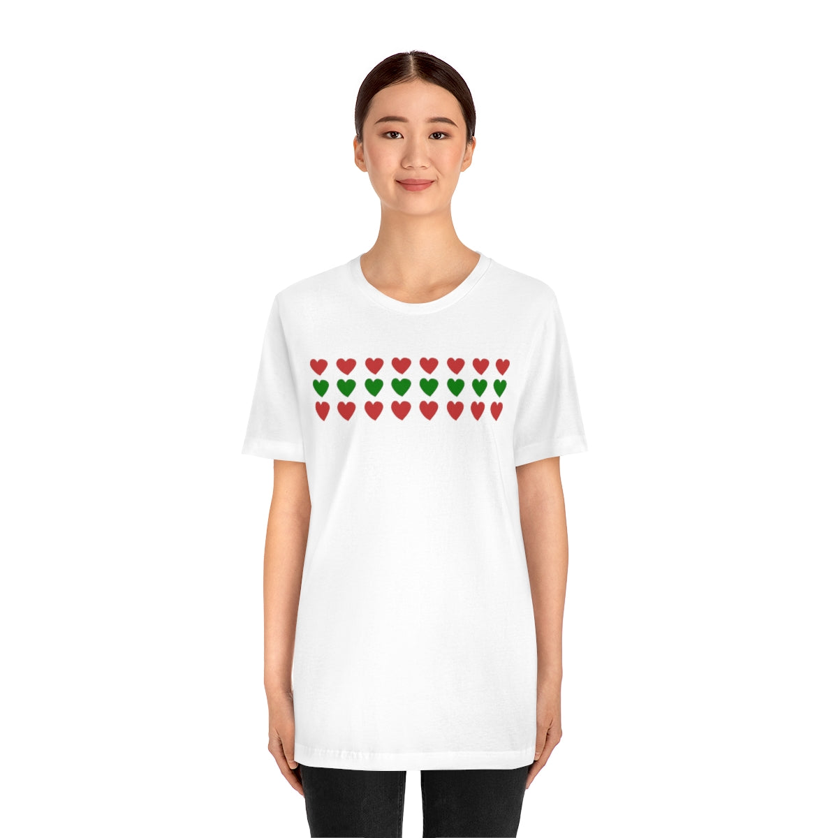 "Christmas Hearts" Unisex Jersey Short Sleeve Tee
