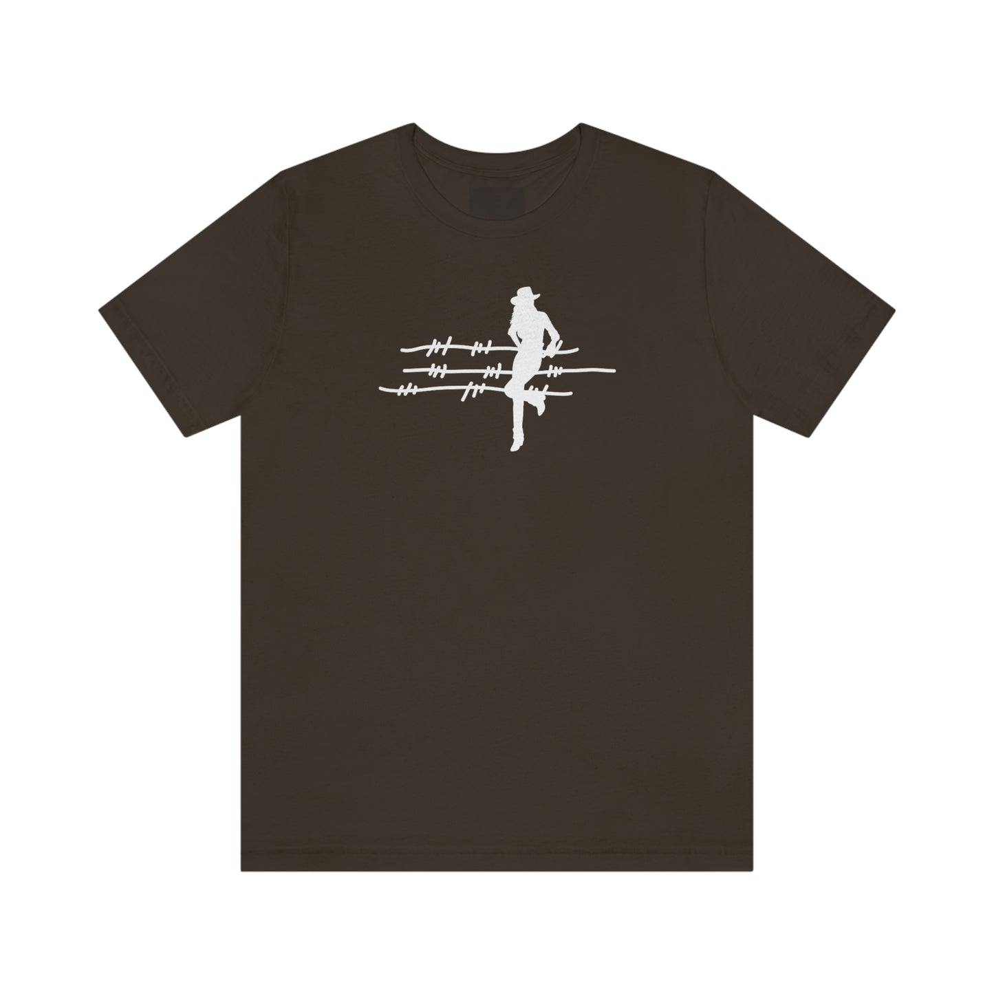 "On The Fence" (white image) Unisex Jersey Short Sleeve Tee