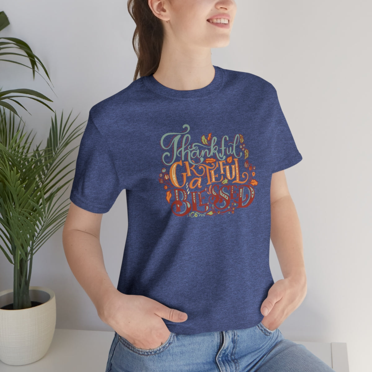 Thankful Grateful Blessed Unisex Jersey Short Sleeve Tee