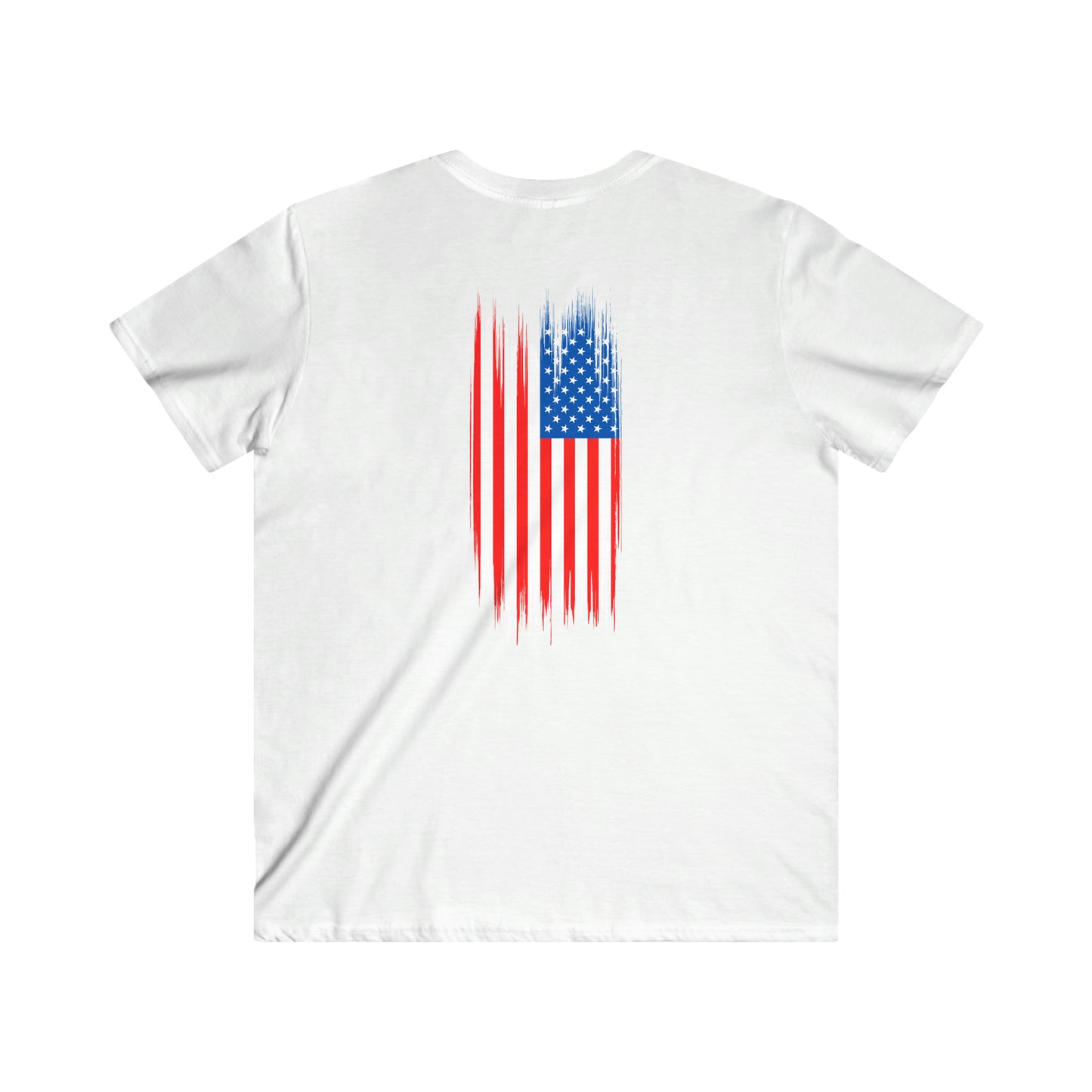 "American Flag" (front/back design) Men's Fitted V-Neck Short Sleeve Tee